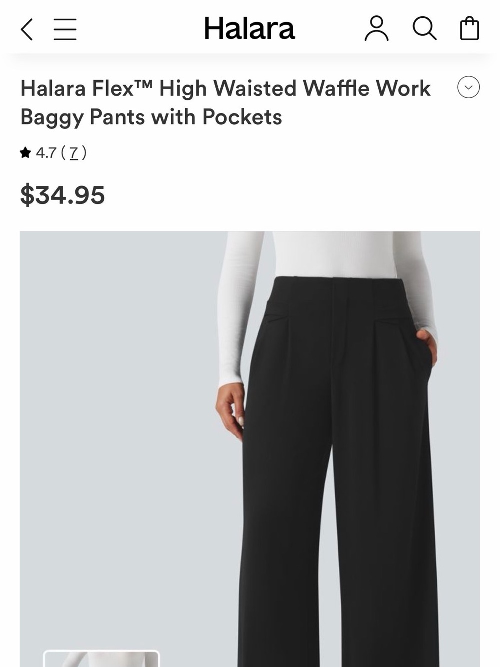 NWT Halara Black High-Rise Wide Leg Waffle Dress Pants